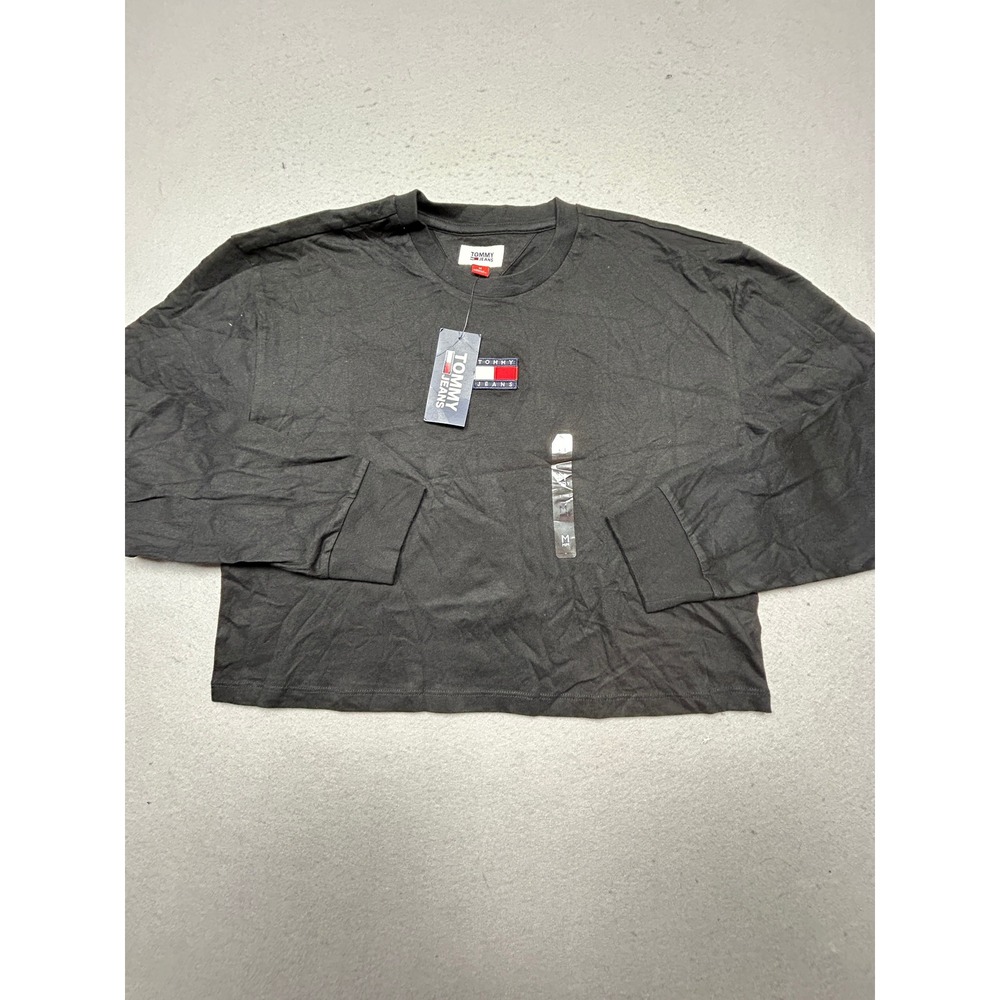 Tommy Jeans Crop Top Cotton Black Medium Womens